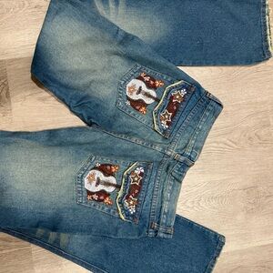 Embroidered Blue Jeans vintage y2k low rise 30 inch hips 7 in rise